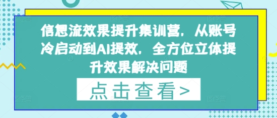 信息流效果提升集训营,从账号冷启动到AI提效,全方位立体提升效果解决问题插图 信息流效果提升集训营,从账号冷启动到AI提效,全方位立体提升效果解决问题