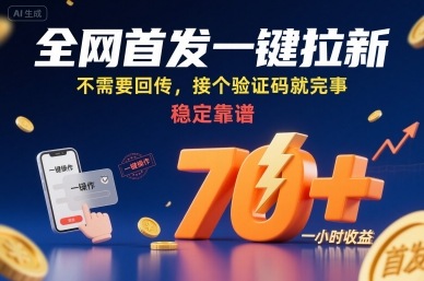 全网首发一键拉新项目,不需要回传,接个验证码就完事,稳定靠谱,一小时收益70+【揭秘】插图 全网首发一键拉新项目,不需要回传,接个验证码就完事,稳定靠谱,一小时收益70+【揭秘】