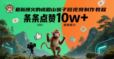 最新爆火的峨眉山猴子短视频制作教程,条条点赞10w+,谁做谁火【教程+提示词】插图 最新爆火的峨眉山猴子短视频制作教程,条条点赞10w+,谁做谁火【教程+提示词】