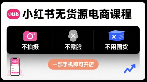 小红书无货源电商课程,不拍摄不露脸不用囤货,一部手机即可开店插图 小红书无货源电商课程,不拍摄不露脸不用囤货,一部手机即可开店