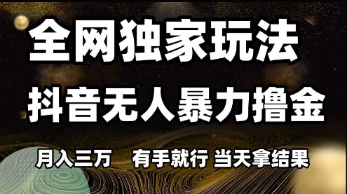 全网独家玩法抖音无人暴力撸金,月入3W,有手就行,当天拿结果【揭秘】插图 全网独家玩法抖音无人暴力撸金,月入3W,有手就行,当天拿结果【揭秘】