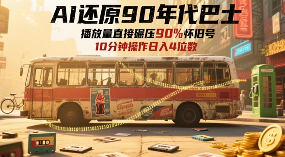 AI还原90年代巴士,一帧就让70后泪崩,播放量直接碾压90%怀旧号,每天操作十分钟,日入四位数插图 AI还原90年代巴士,一帧就让70后泪崩,播放量直接碾压90%怀旧号,每天操作十分钟,日入四位数