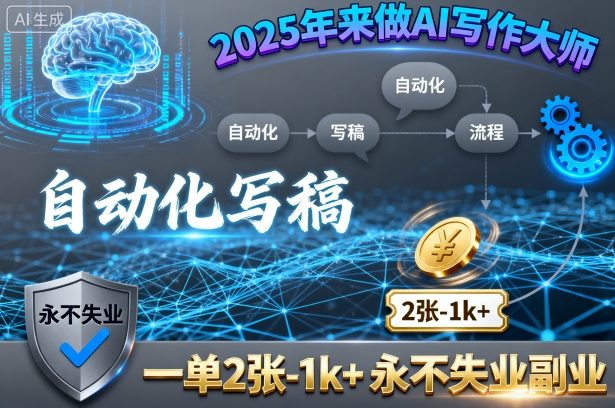 2025年来做AI写作大师，自动化写稿，一单2张-1k+，永不失业副业