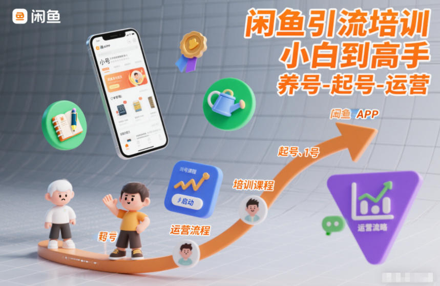 闲鱼引流培训，小白到高手，养号-起号-运营