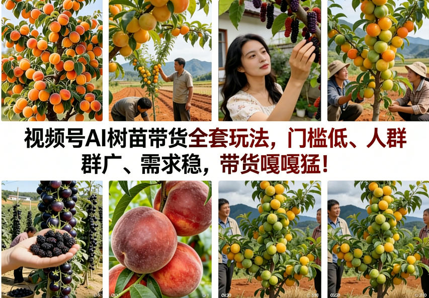 视频号AI树苗带货全套玩法，门槛低、人群广、需求稳，带货嘎嘎猛！