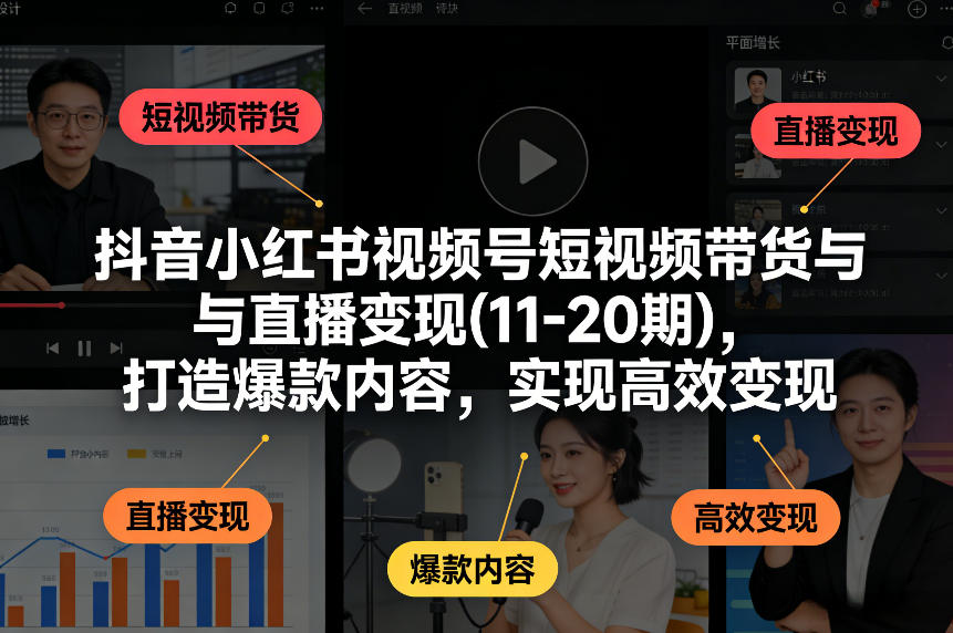 抖音小红书视频号短视频带货与直播变现(10-20期),打造爆款内容,实现高效变现(更新)插图 抖音小红书视频号短视频带货与直播变现(10-20期),打造爆款内容,实现高效变现(更新)