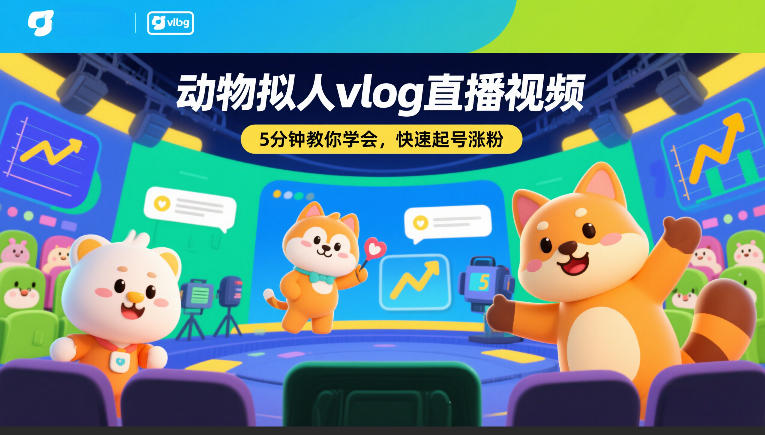 动物拟人vlog直播视频，5分钟教你学会，快速起号涨粉