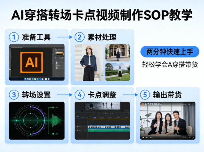 AI穿搭转场卡点视频制作SOP教学,两分钟快速上手,轻松学会AI穿搭带货插图 AI穿搭转场卡点视频制作SOP教学,两分钟快速上手,轻松学会AI穿搭带货